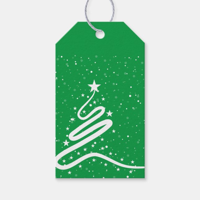 Étiquettes Cadeau Arbre de Noël et Snowfall (Devant)