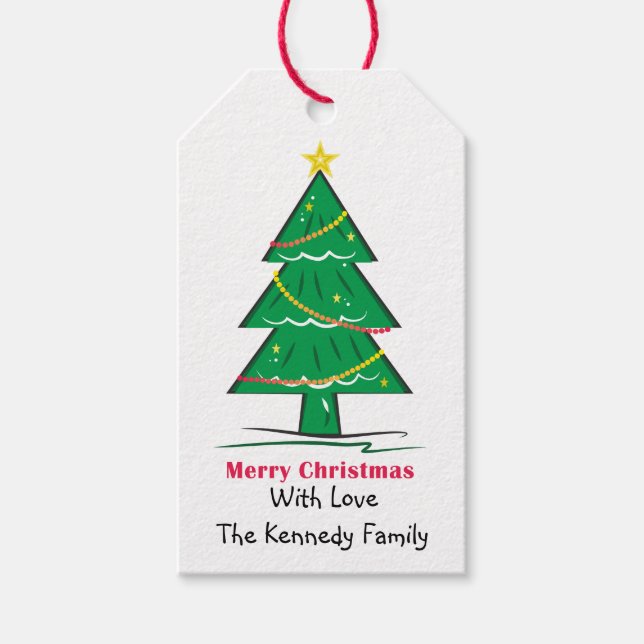 Étiquettes-cadeau Arbre de Noël Famille personnalisée Noël (Devant)