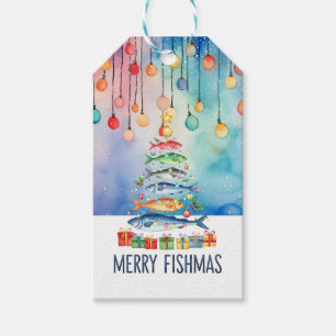 Étiquettes-cadeau Arbre de Noël Fishing Merry Fishmas