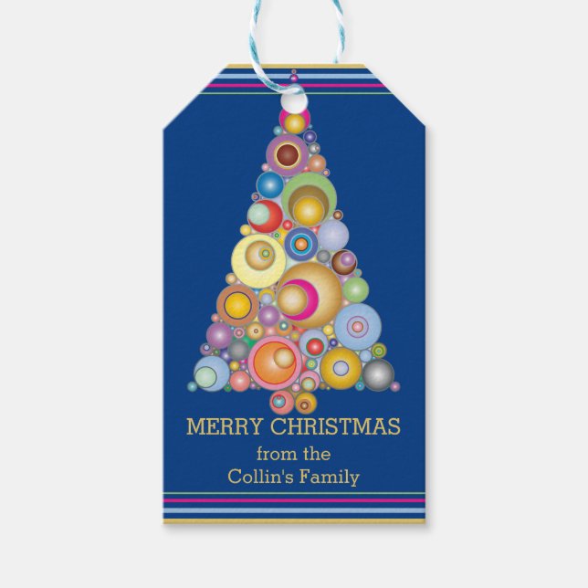 Étiquettes-cadeau Arbre de Noël moderne (Devant)