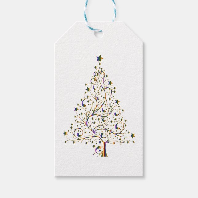 Étiquettes-cadeau Arbre de Noël moderne (Devant)