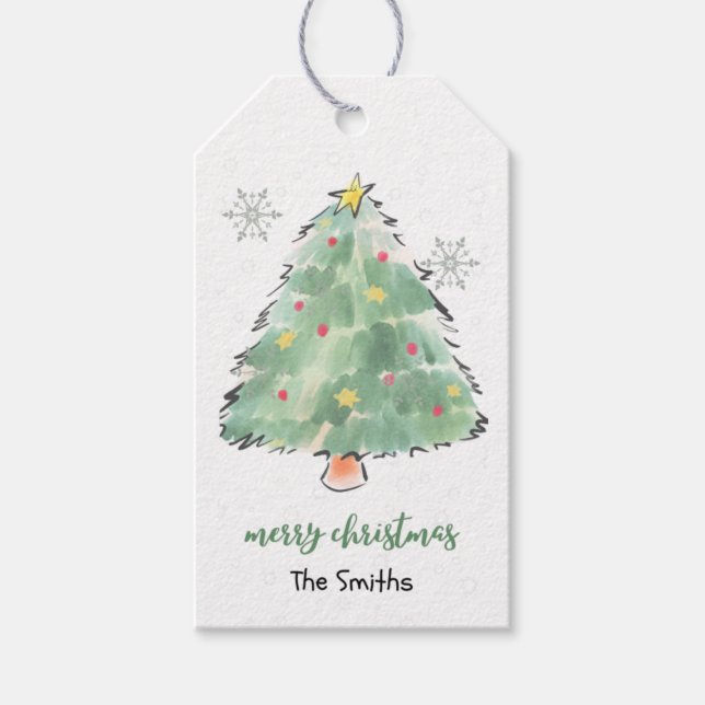 Étiquettes-cadeau Arbre de Noël personnalisé (Devant)
