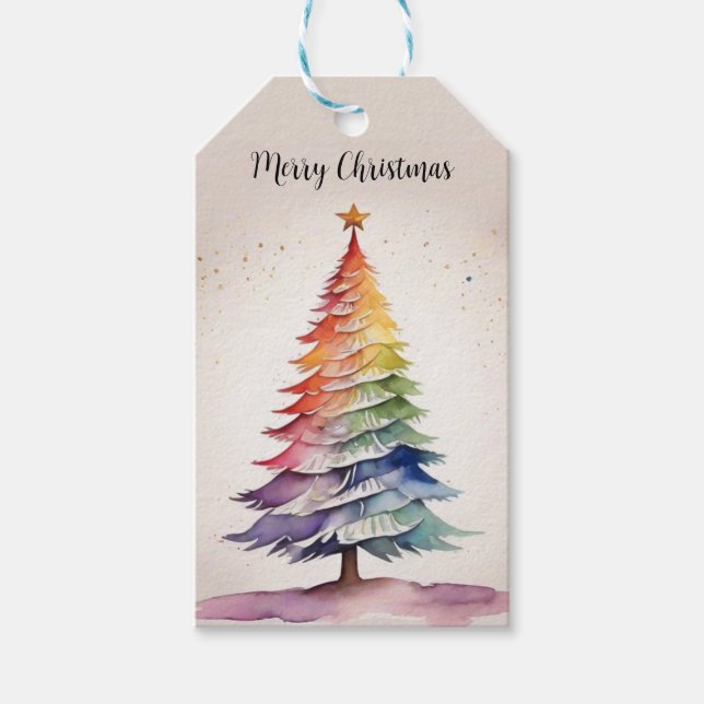 Étiquettes-cadeau Arbre de Noël Rainbow Waterton (Devant)