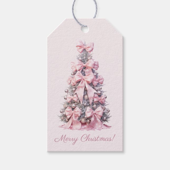 Étiquettes-cadeau Arbre de Noël rose Coquette (Devant)