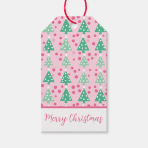 Étiquettes-cadeau Arbre de Noël rose moderne
