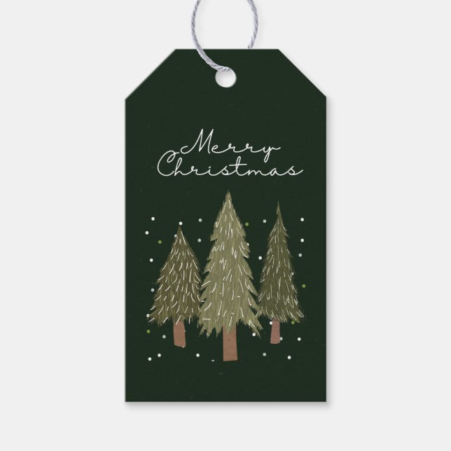 Étiquettes-cadeau Arbre de Noël rustique s (Devant)