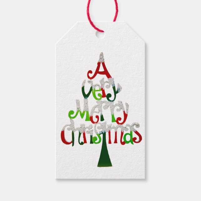 Étiquettes-cadeau Arbre de Noël très joyeux (Devant)
