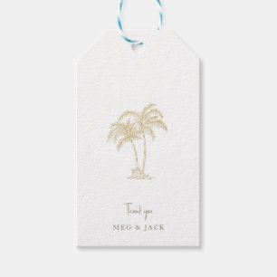Étiquettes-cadeau Arbre de palme en or Noms personnalisés Blanc