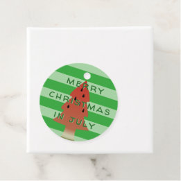 Étiquettes Cadeau Arbre de pastèque Noël en juillet Vert rayé