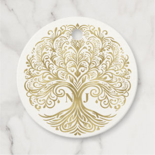 Étiquettes Cadeau Arbre de vie Cream & Gold Celtic Mariage