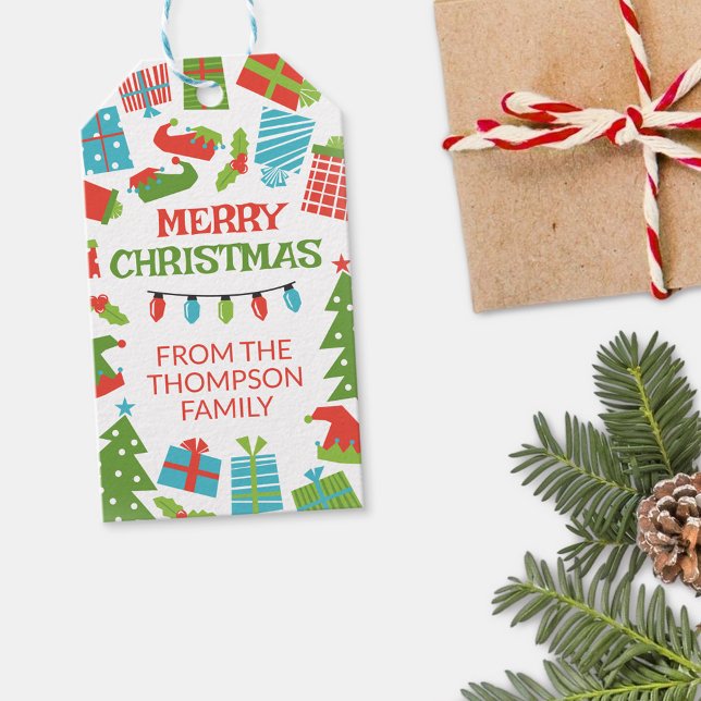 Étiquettes-cadeau Arbre et cadeaux Whimssstro Joyeux Noël de (Créateur téléchargé)