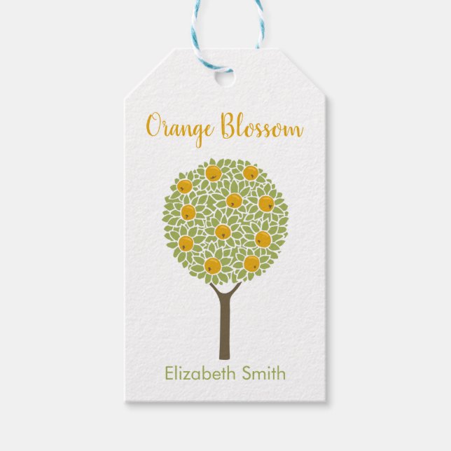 Étiquettes-cadeau Arbre orange personnalisable (Devant)