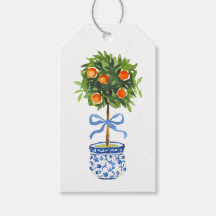 Étiquettes-cadeau Arbre Topiaire Orange, Chinoiserie Personnalisé