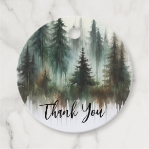 Étiquettes Cadeau Arbres à l'aquarelle Mariage sauvage rustique