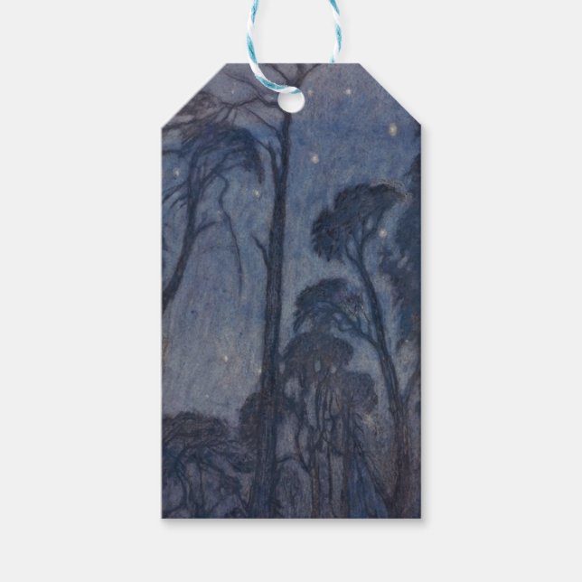 Étiquettes-cadeau Arbres à Twilight (par Edward Robert Hughes) (Devant)