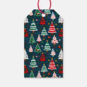 Étiquettes-cadeau Arbres de Noël en broderie Fête de fin d'année
