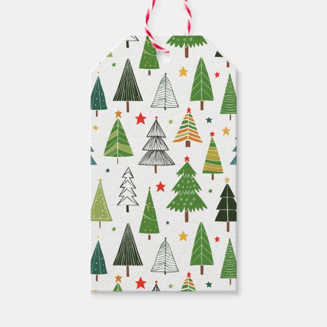 Étiquettes-cadeau Arbres rétro (Devant)
