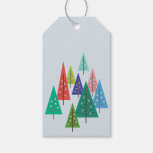 Étiquettes-cadeau Arbres Retro Inspiré hiver Noël Tags cadeaux