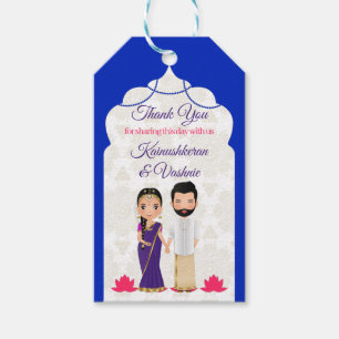 Étiquettes-cadeau Arc bleu arabe frontière tamoul Telugu mariage
