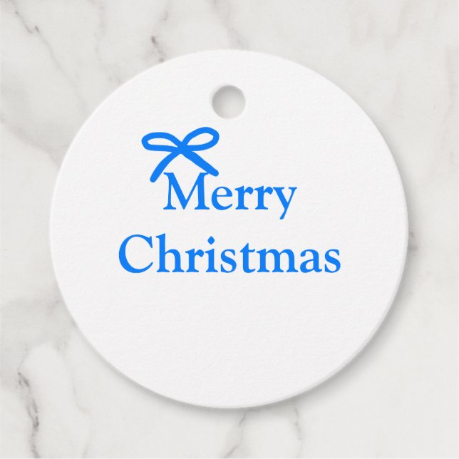 Étiquettes Cadeau Arc bleu joyeux Noël cadeaux famille simple moder (Devant)