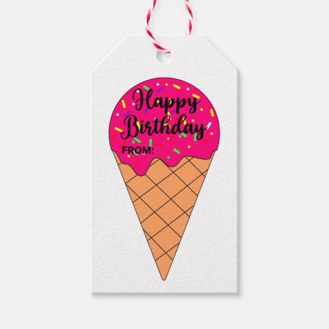 Étiquettes-cadeau Arc en arc saupoudrer Ice Cream Cone Anniversaire  (Devant)