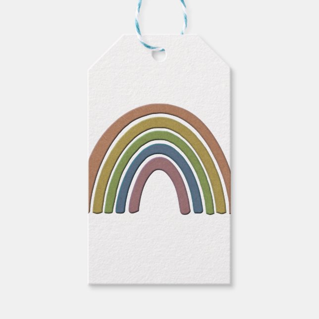 Étiquettes-cadeau Arc-en-ciel avec Faux Rustic Paper Texture (Devant)