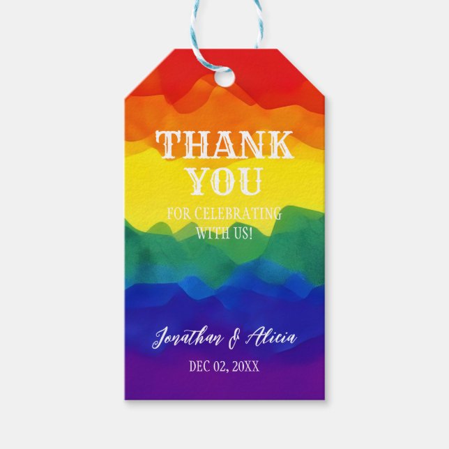 Étiquettes-cadeau Arc-en-ciel coloré frère Merci d'anniversaire (Devant)