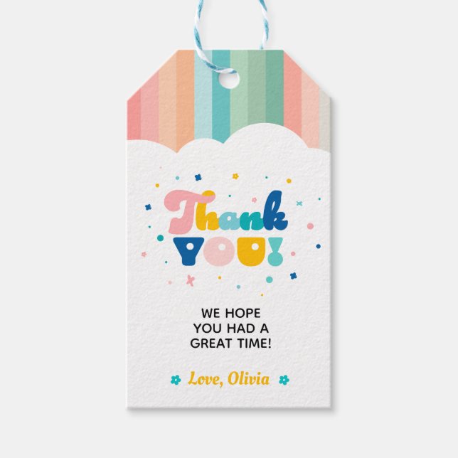 Étiquettes-cadeau Arc-en-ciel de fête d'anniversaire amusant (Devant)