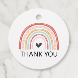 Étiquettes Cadeau Arc en ciel et Coeurs Anniversaire Merci Favor Bal