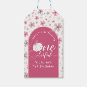 ÉTIQUETTES-CADEAU ARC ET RUBAN ROSE - CITROUILLE FLEURIE ANNIVERSAIR