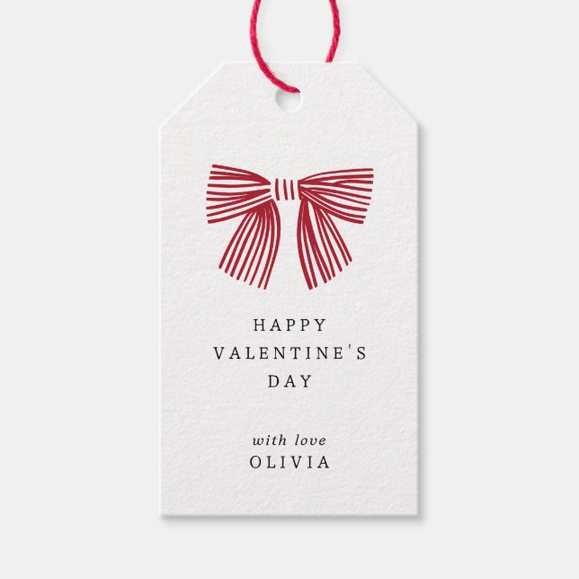 Étiquettes-cadeau Arc rouge simple Saint Valentin (Devant)