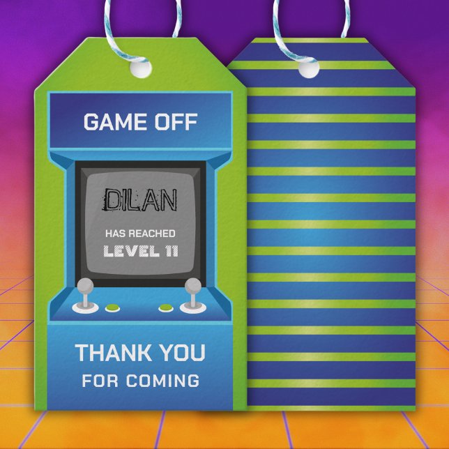Étiquettes-cadeau Arcade anniversaire, invitation d'anniversaire de  (Créateur téléchargé)