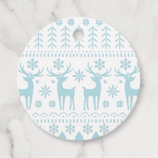 Étiquettes Cadeau Arctic Blue Folk Art thème hiver