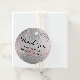 Étiquettes Cadeau Argent Rosegold MARIAGE Parties scintillant métall