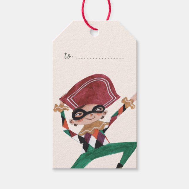 Étiquettes-cadeau Arlequin | Nutcracker | Balise cadeau (Devant)
