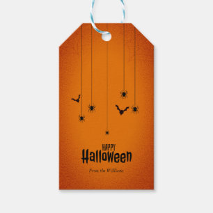 Étiquettes-cadeau Arrière - plan d'Halloween avec chauve-souris et a