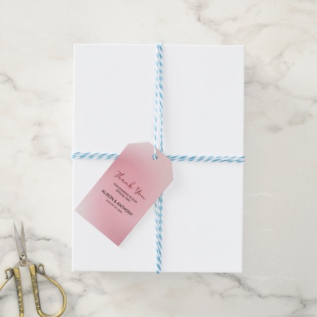 Étiquettes-cadeau Arrière - plan Ombre rose (Avec de laficelle)