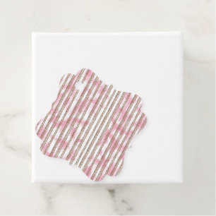 Étiquettes Cadeau arrière - plan rayé rose et blanc