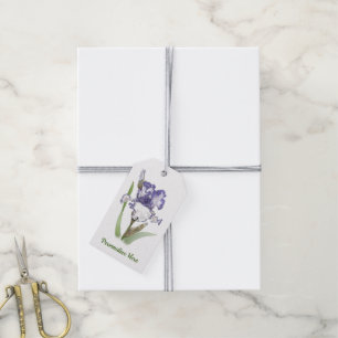 Étiquettes-cadeau Art Botanique Floral Iris À Pois Violet