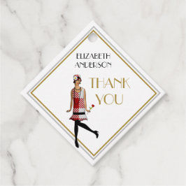 Étiquettes Cadeau Art Déco Grand Gatsby Merci Black Gold Flapper