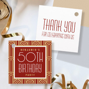 Étiquettes Cadeau Art Déco Remerciement Fête d'Anniversaire Tout Âge