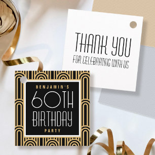 Étiquettes Cadeau Art Déco Remerciement pour fête d'anniversaire tou