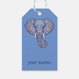Étiquettes-cadeau Art éléphant au henné