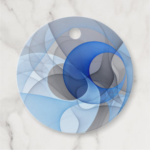 Étiquettes Cadeau Art Fractal Abstrait moderne bleu gris personnalis