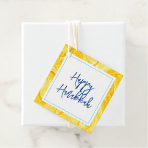 Étiquettes Cadeau Art Peinture Marbelisé Joyeux HANOUKKA Holiday