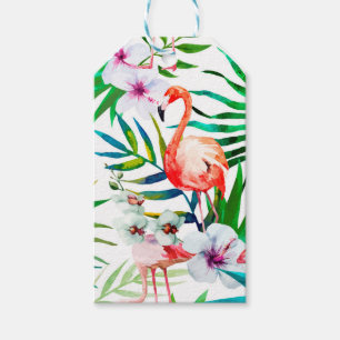 Étiquettes-cadeau Art tropical de flamant