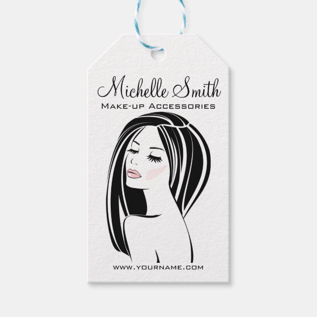Étiquettes-cadeau Artiste de maquillage moderne noir clair rose chic (Devant)