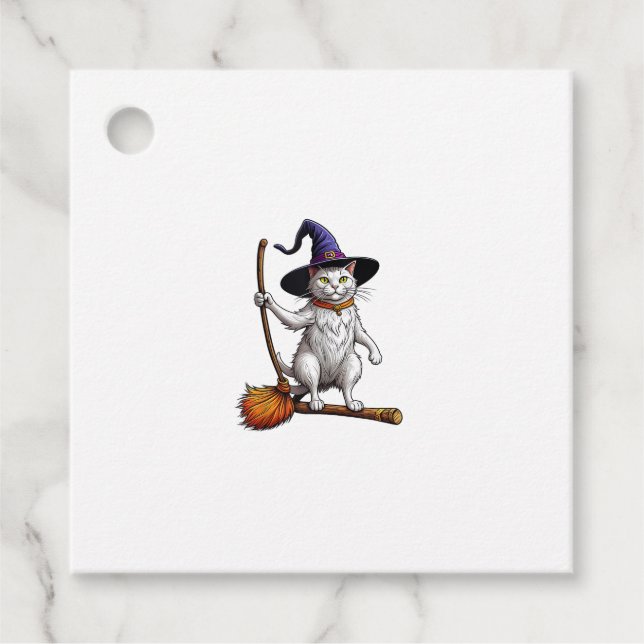 Étiquettes Cadeau Assistant Chat Sorcière Halloween Amoureux de les  (Devant)