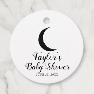 Étiquettes Cadeau Astrologie Zodiaque Croissant Noir Baby Shower  