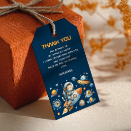 Étiquettes-cadeau Astronaut Cat Outer Space 1st Birthday Thank You 